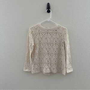 Banana Republic Scallop Lace Delicate Dainty Button Back Long Sleeve Blouse Sz M